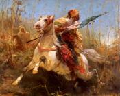 阿道夫 施赖尔 : Arab Warrior Leading A Charge